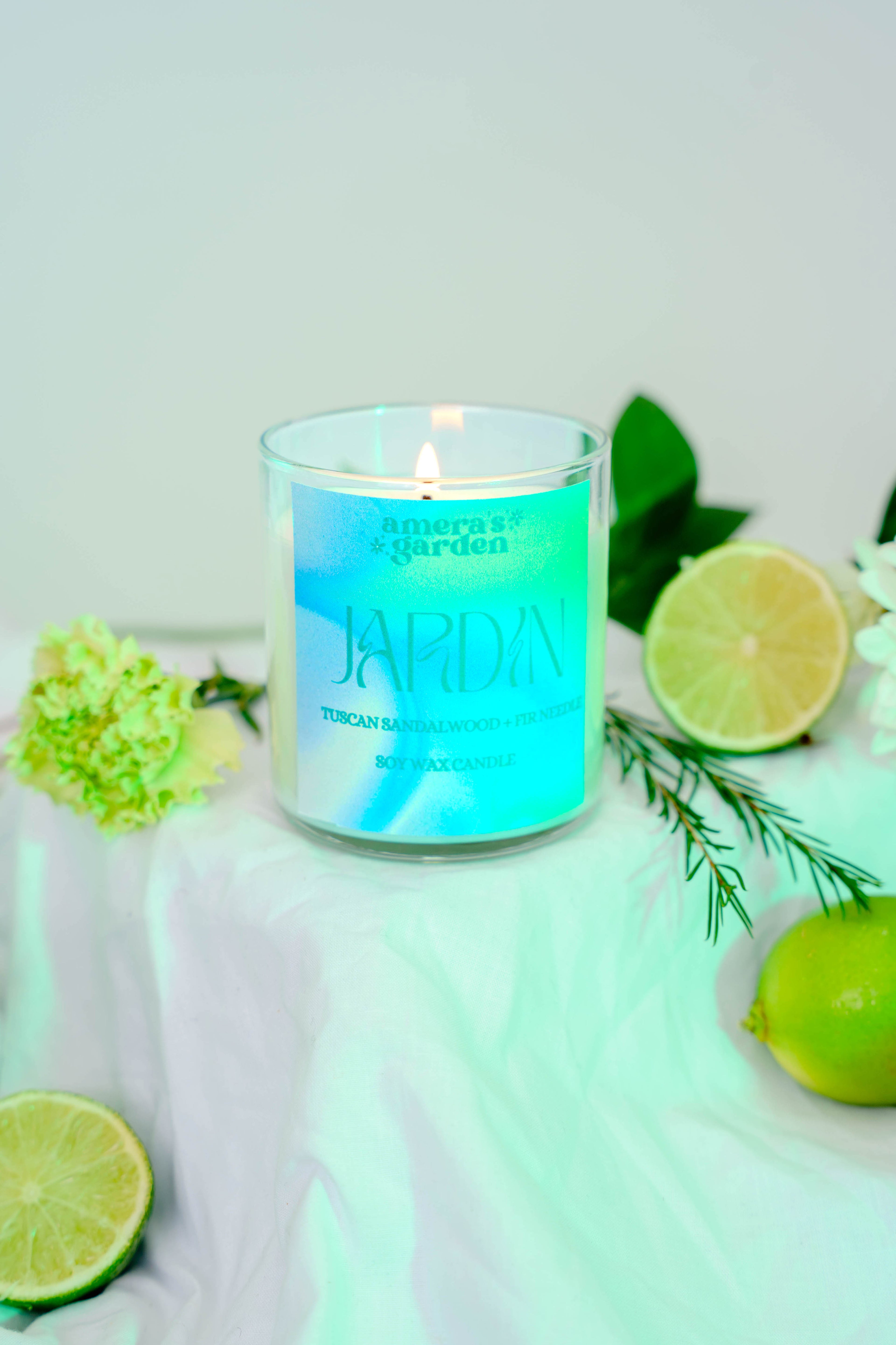 jardin green amera's garden candle surrounded by green lime